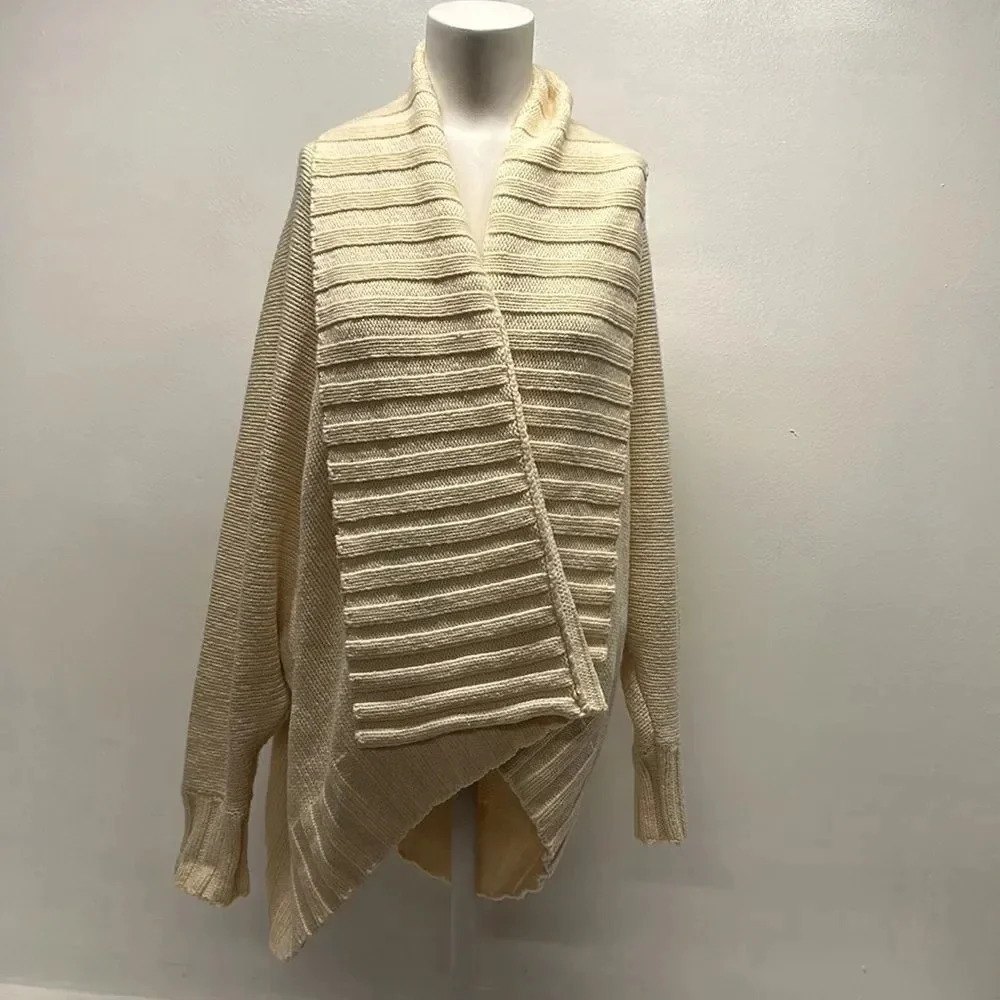St. John Cardigan Knit Sweater Open Wool Blend Cream Ivory Size PS Petite Small